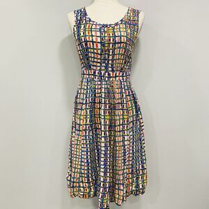 Anthropologie Plenty Tracy Reese Sz 0 Geometric Mod Sleeveless Fit & Flare Dress